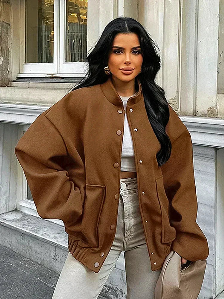 Kvinnoöverdimensionerad Ullrock Löst Snitt Mjuk-2