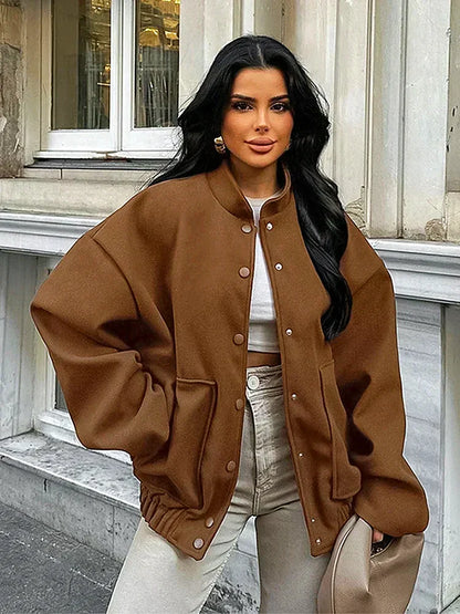 Kvinnoöverdimensionerad Ullrock Löst Snitt Mjuk-2