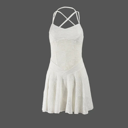 Kvinna Miniklänning A-linje Spaghetti Band Bomull Polyester-6