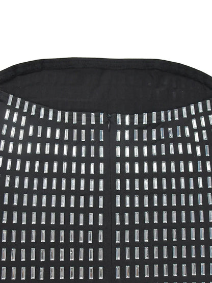 Kvinnors Mini Klänning Strassdekoration Polyester-6