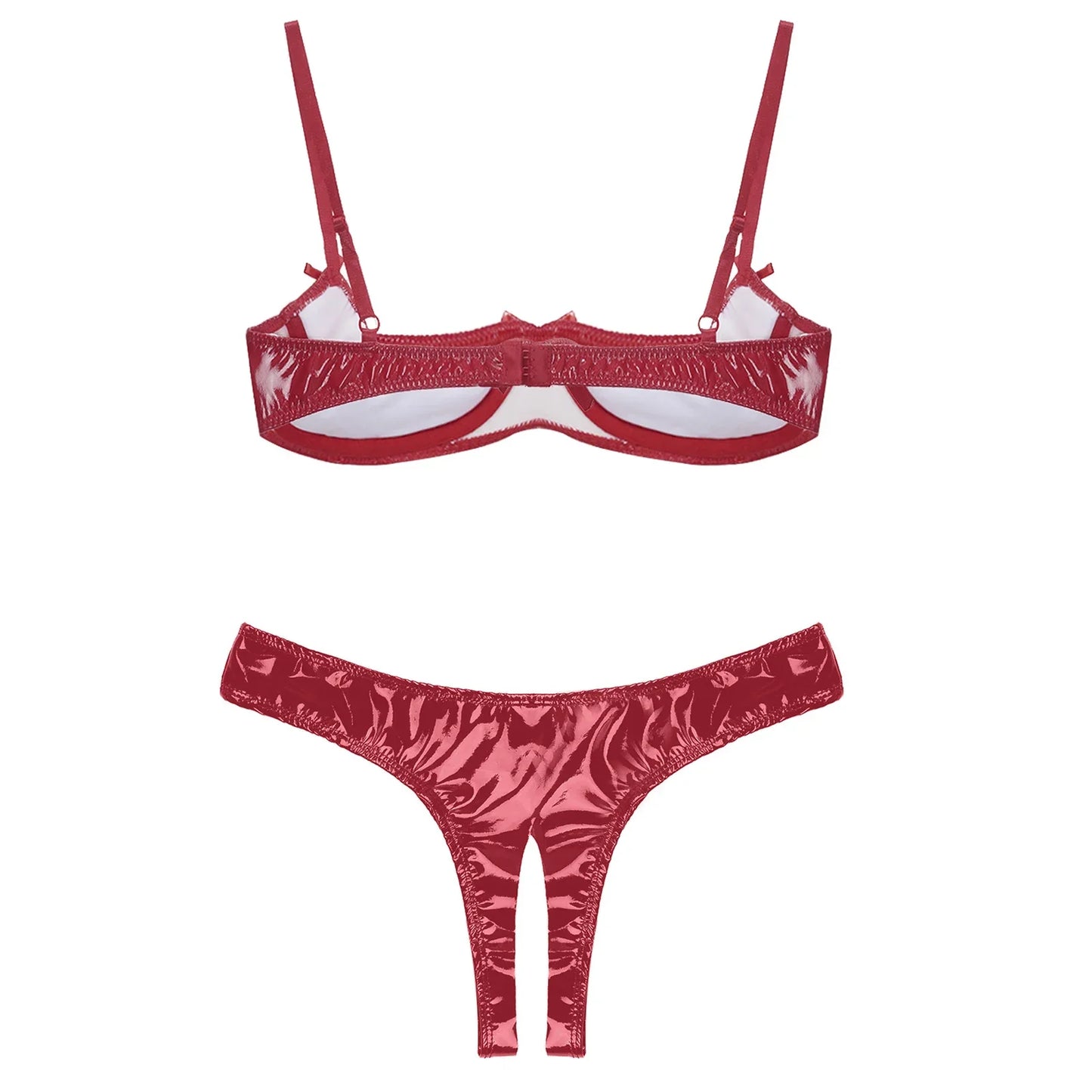 Herr Crotchless Underkläder Monokrom Spandex Patentläder 3