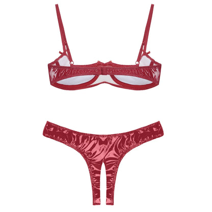 Herr Crotchless Underkläder Monokrom Spandex Patentläder 3