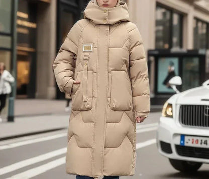 Dam Vinterjacka Steppad Polyester Lång Parka-3