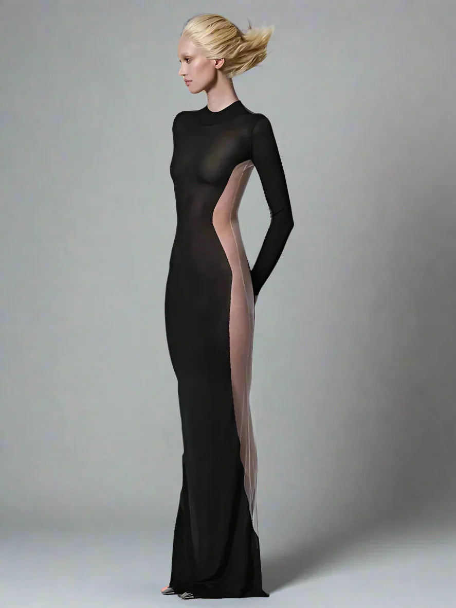 Dam Maxiklänning O-hals Transparent Detaljer Polyester-2