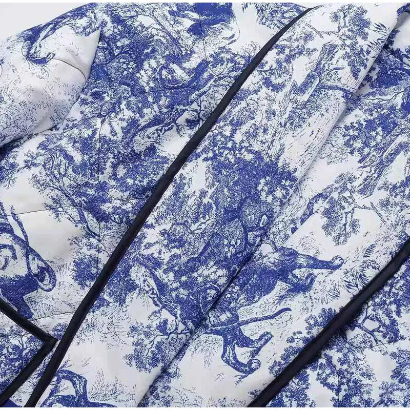 Överdimensionerad Dam Kappa i Högkvalitativt Tyg med Tryckt Design – Bekväm och Elegant för Höst och Vinter 4