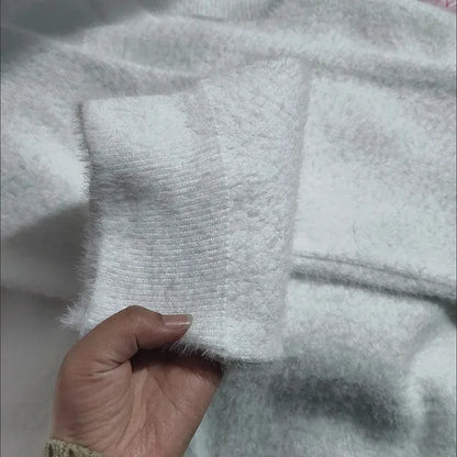 Kvinna Stickad Cardigan Grovstickad med Pärlemorknappar-3