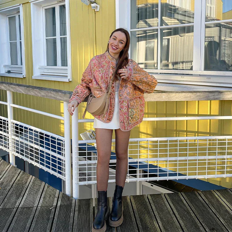 Damjacka Elegant Rund Halsringning Mjuk Kashmir Ull med Fickor-5