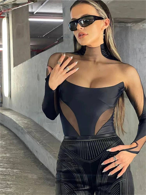 Dam Bodysuit Slående Design Polyester Elegant Komfortabel Passform-1