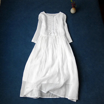 Damklänning Rynkor O-hals Polyester Modern Vintage-4