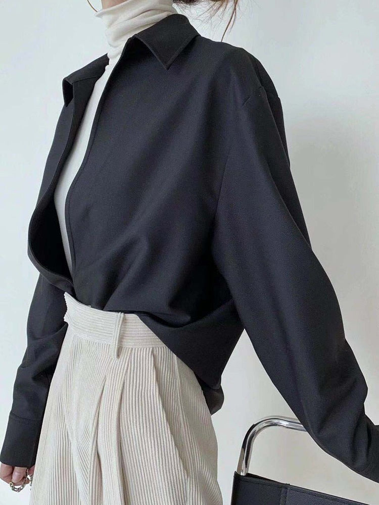 Avslappnad V-Neck Blus för Dam i Vit Polyester med Långa Ärmar – Mångsidig och Bekväm Blus 8