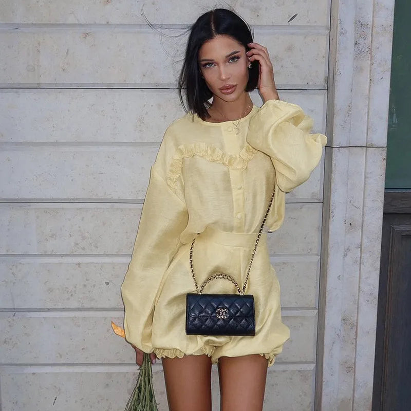 Dam Shorts Lätt Stretch Polyester Löst Snitt-5