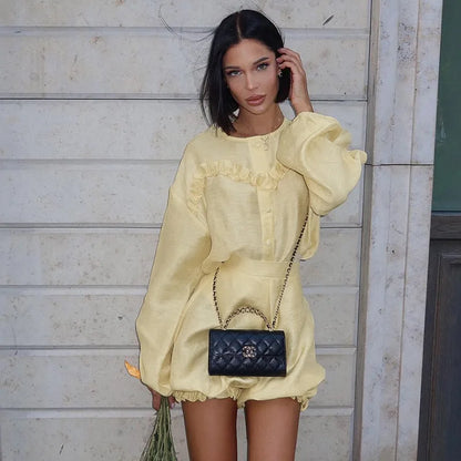 Dam Shorts Lätt Stretch Polyester Löst Snitt-5