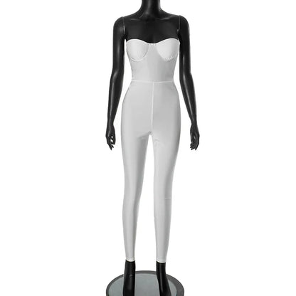 Dam Overall Monokrom Figurnära Polyester Spandex-3