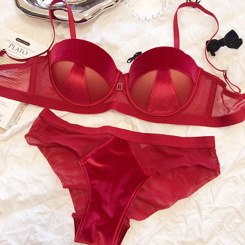 Dam BH-uppsättning i Spandex och Syntetiskt Läder med Lapptäcksdesign-1