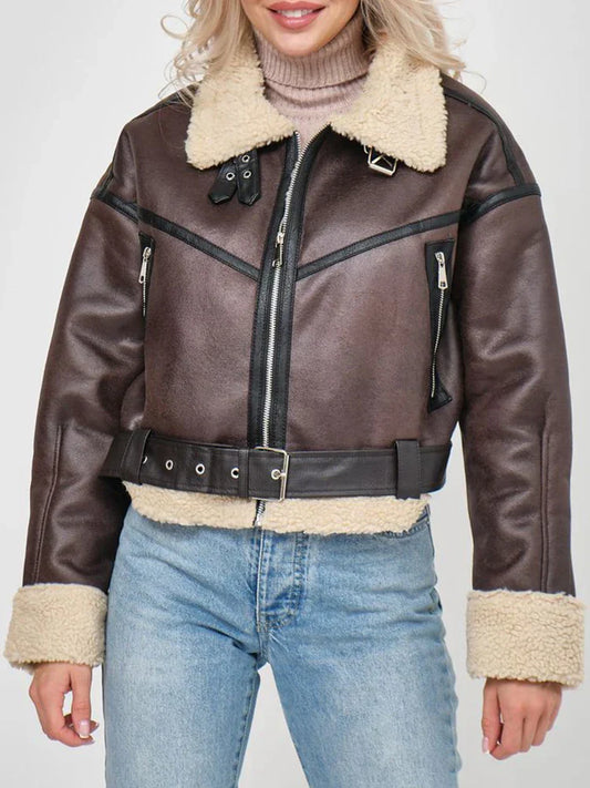 Dam Kappa Syntetisk Päls Elegant Vinterjacka-1