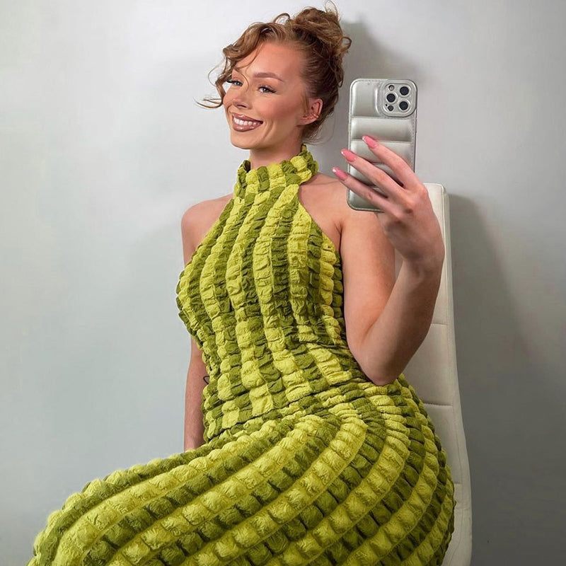 Kvinnors Klänning Hög Krage Lång Ärmar Hållbart Material-5