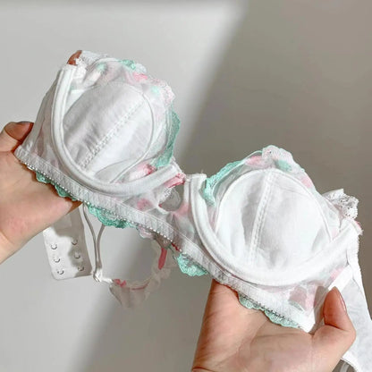 Dam BH Set Blommigt Mönster Bomull Polyester-5