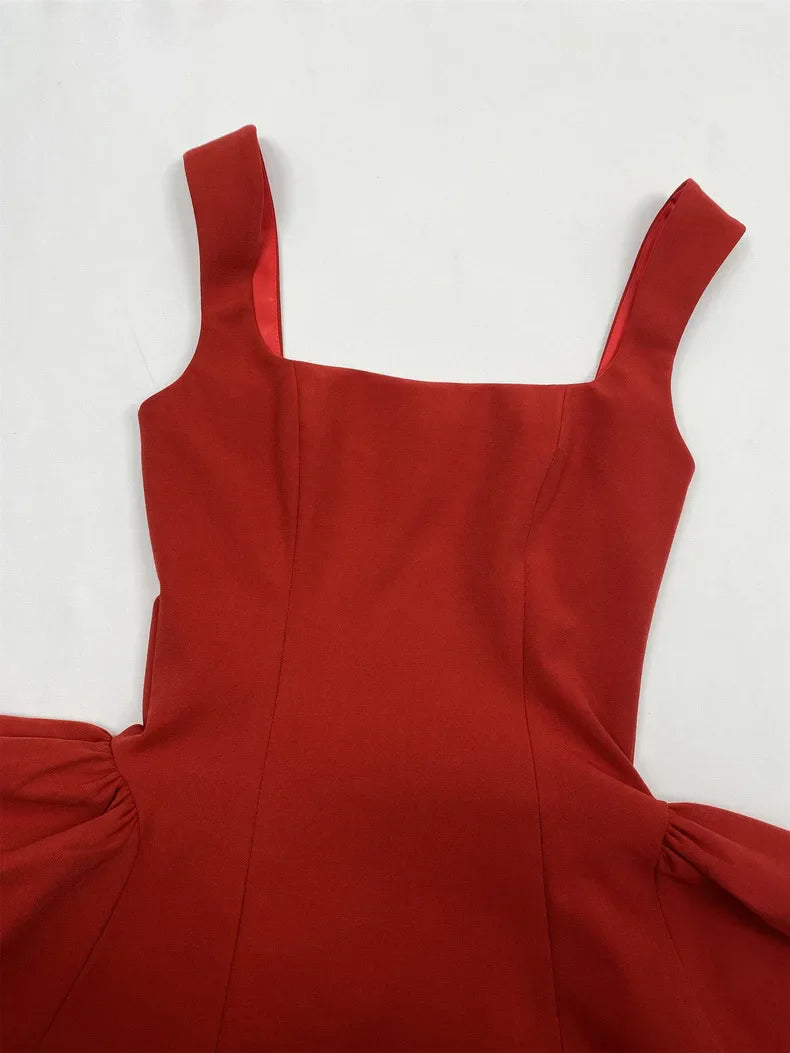 Kvinnors Miniklänning Fyrkantig Halsringning Bomull Polyester-4