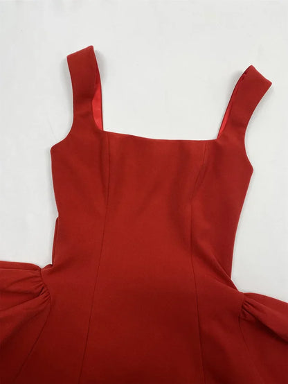 Kvinnors Miniklänning Fyrkantig Halsringning Bomull Polyester-4