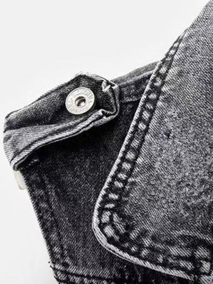 Dam Jeansväst Cowboy-Stil Blekt Denim Ergonomisk Design 5