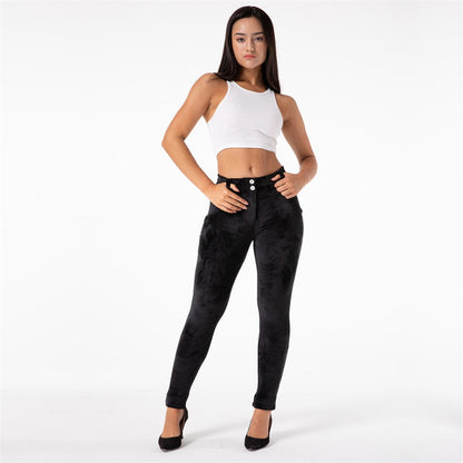 Dam Byxor Mjuka Stickade i Bomull och Spandex-3