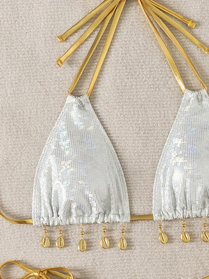 Ungdoms Bikini Set Tvådelad Polyester Spandex-4