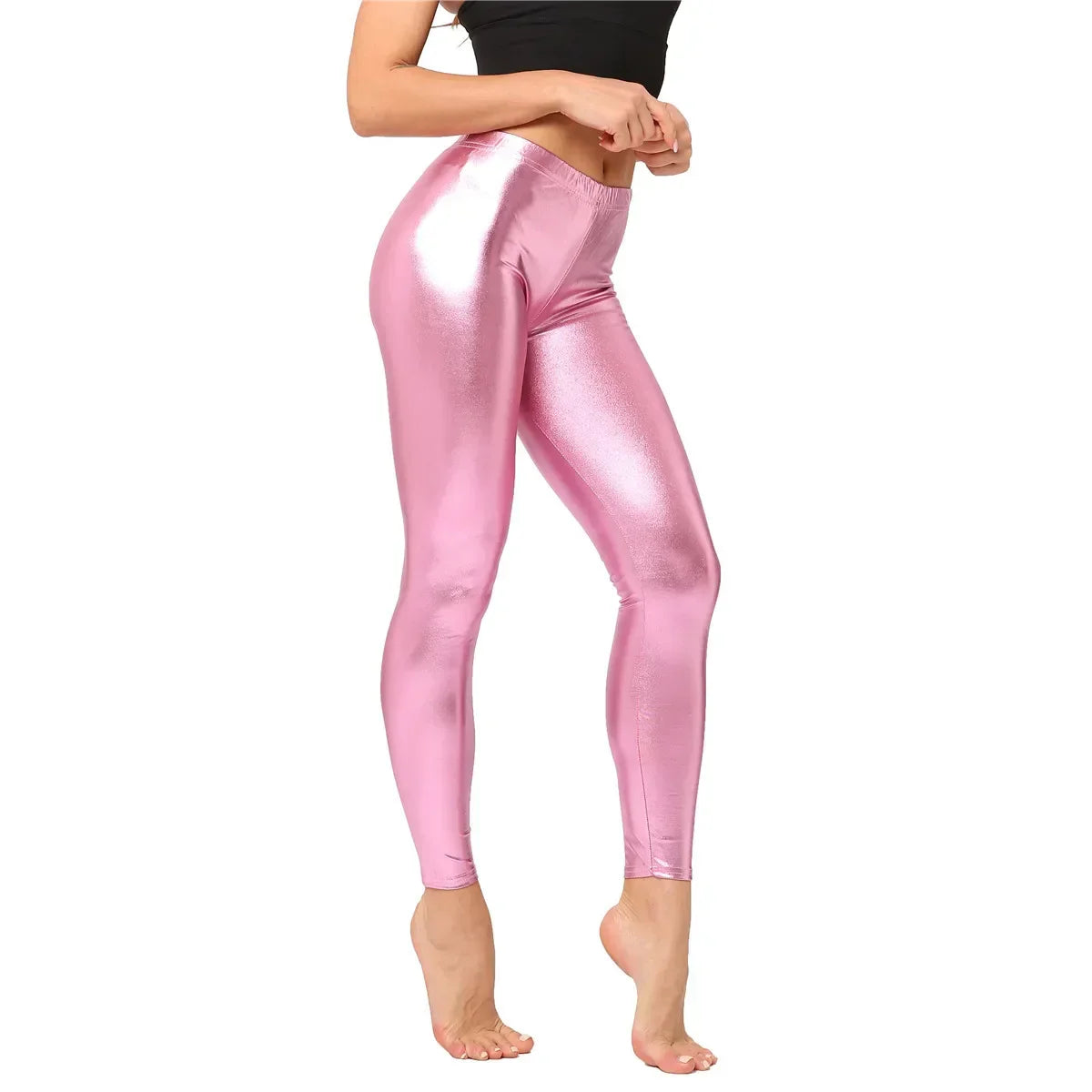 Variant image for Damleggings Sömlös Spandex och Syntetiskt Läder Hög Midja-41