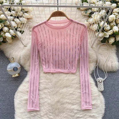 Variant image for Dam Crop Top Långärmad Figurnära Polyester-7