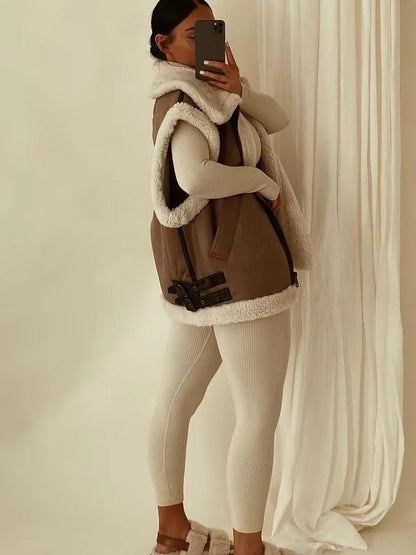 Dam Väst Vintage Ärmlös med Fickor Högkvalitativa Tyger-3