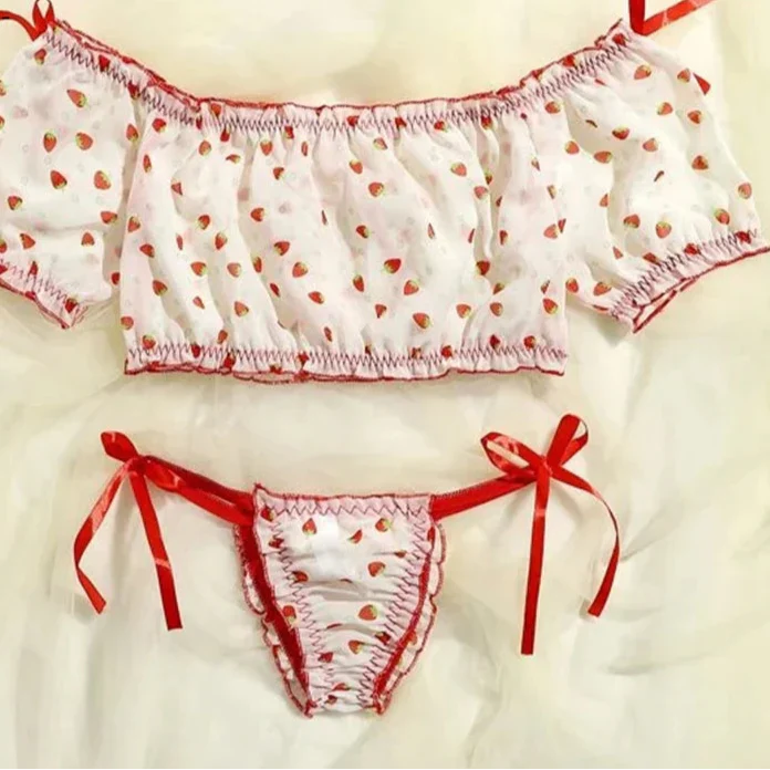 Damunderkläder Set Trådlös Komfort Fruktmönster Polyester Spandex-2
