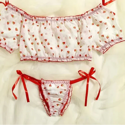 Damunderkläder Set Trådlös Komfort Fruktmönster Polyester Spandex-2