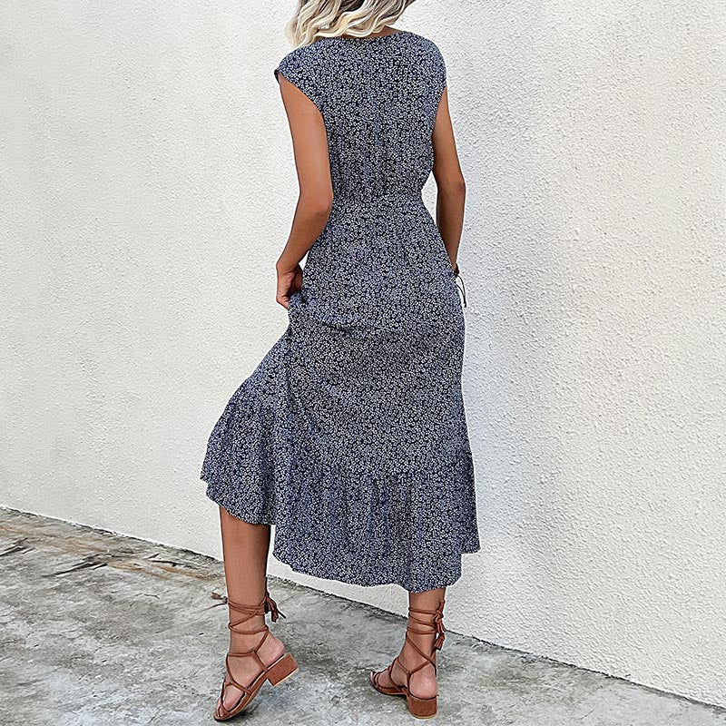 Dam Midiklänning med Volangdetalj i Polyester-3