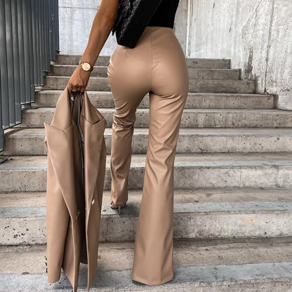 Snygga Byxor Dam Hög Midja Monokrom Polyester-3