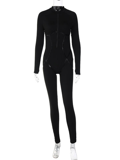 Dam Jumpsuit Hög Midja Skinny Polyester-4