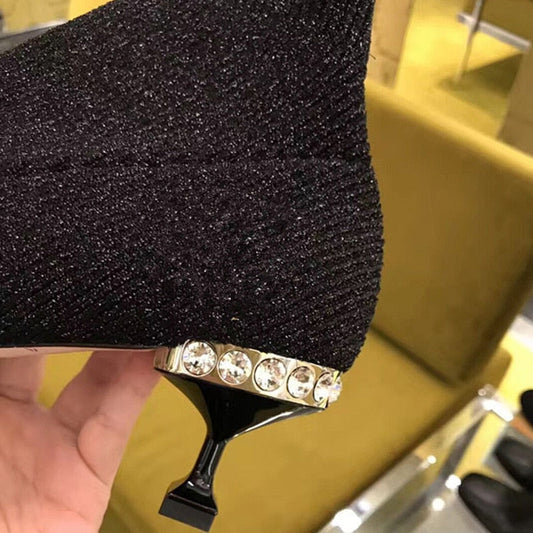 Kvinnors Ankelskor Spetsig Tå Syntetisk Material-1