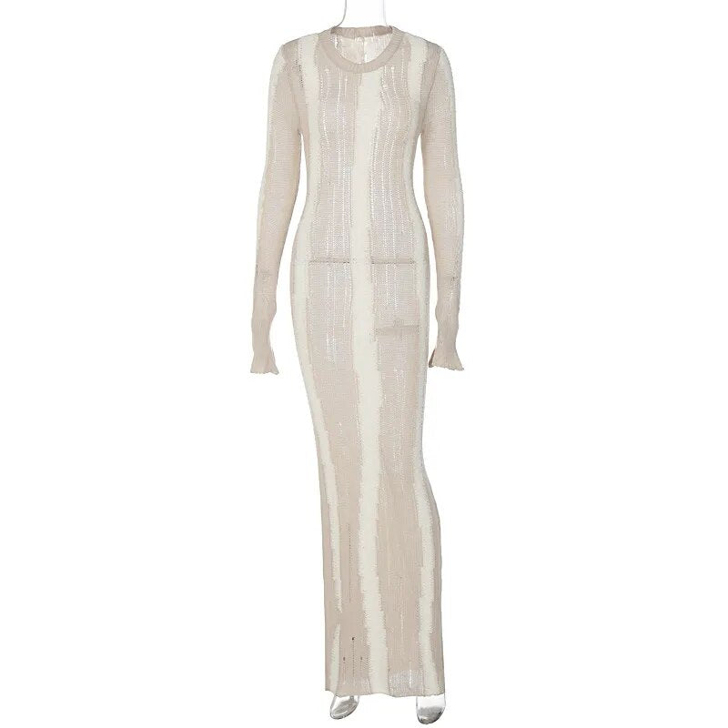 Maxiklänning Dam O-hals Smal Passform Polyester Spandex-6