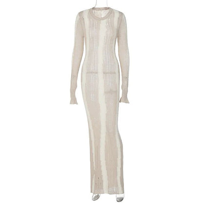 Maxiklänning Dam O-hals Smal Passform Polyester Spandex-6