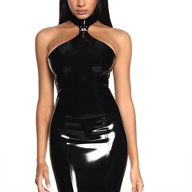 Kvinnors Bustier Klänning Slim Fit Syntetisk Läder 1