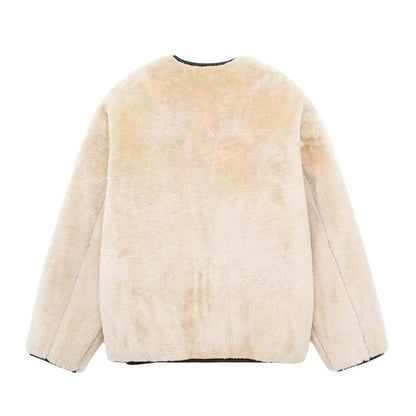 Dam Kappa Beige Vinterkappa med En Knapp – Mjuk Blandning, Avslappnad Passform, För Kalla Dagar 5