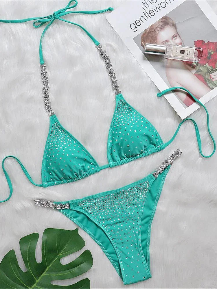 Variant image for Baddräkt Dam Två Delar med Strassdetaljer Trådlös Polyester Spandex-1