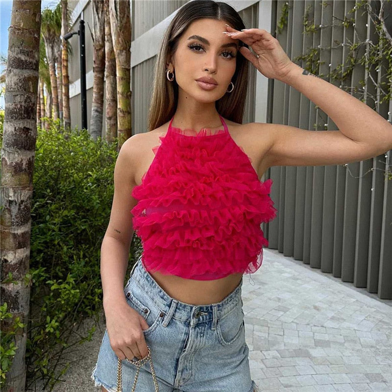 Dam Crop Top Fluffig Polyester Mjuk 2