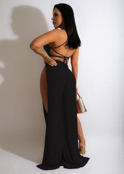 Dam Jumpsuit Bred Ben Utskuren Ärmlös Spandex-6