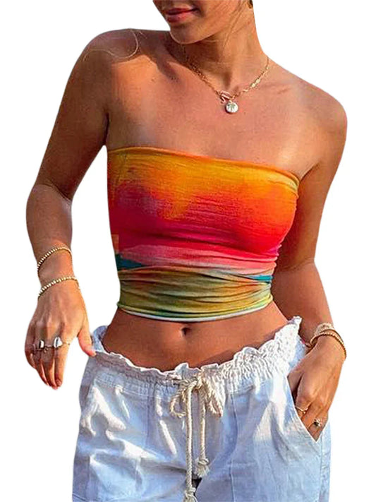 Dam Omslagstopp Tie-Dye Viskos Avslappnad Passform-1