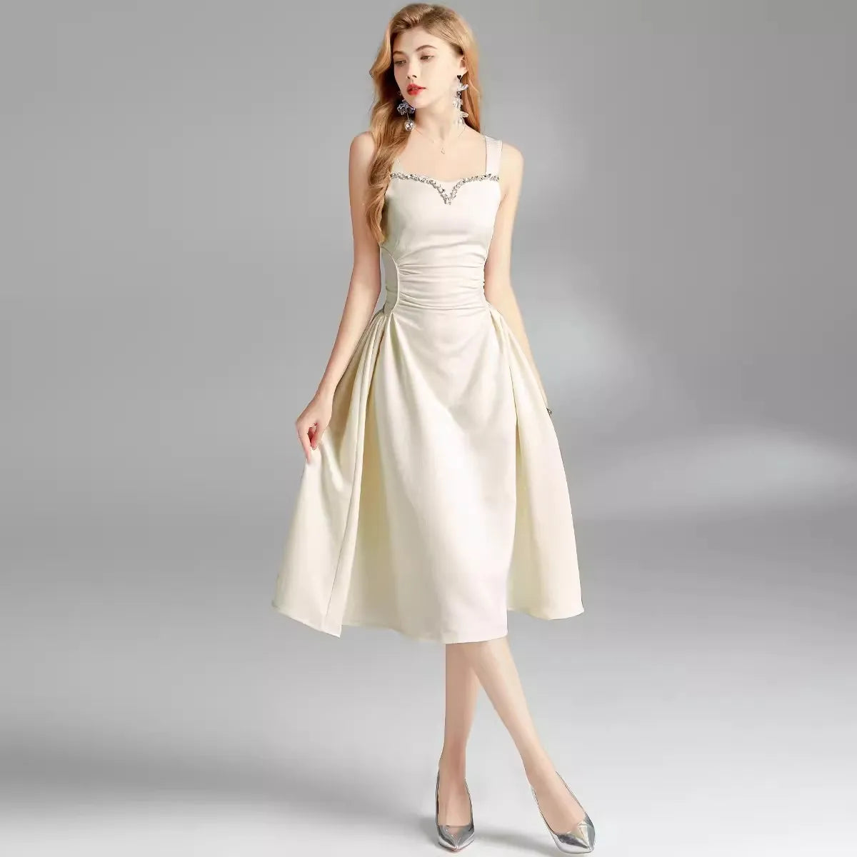 Variant image for Dam Midi Klänning Spaghetti Band A-linjeformad Bomull och Polyester-5