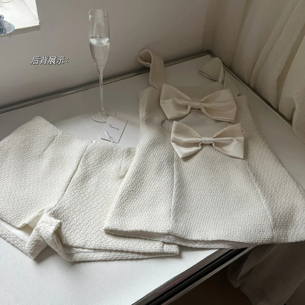 Dam Kort Set Monokrom Polyester Smal Passform-4