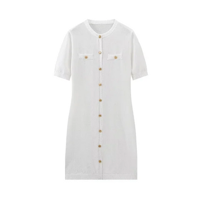 Dam Klänning T-shirt Slim Fit 100% Bomull Korta Ärmar-1