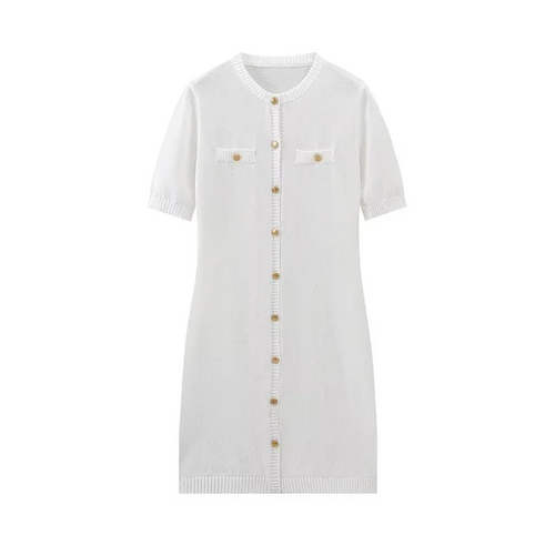 Dam Klänning T-shirt Slim Fit 100% Bomull Korta Ärmar-1