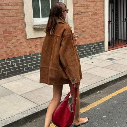 Damjacka Överdimensionerad Mocka Elegant Stil-3