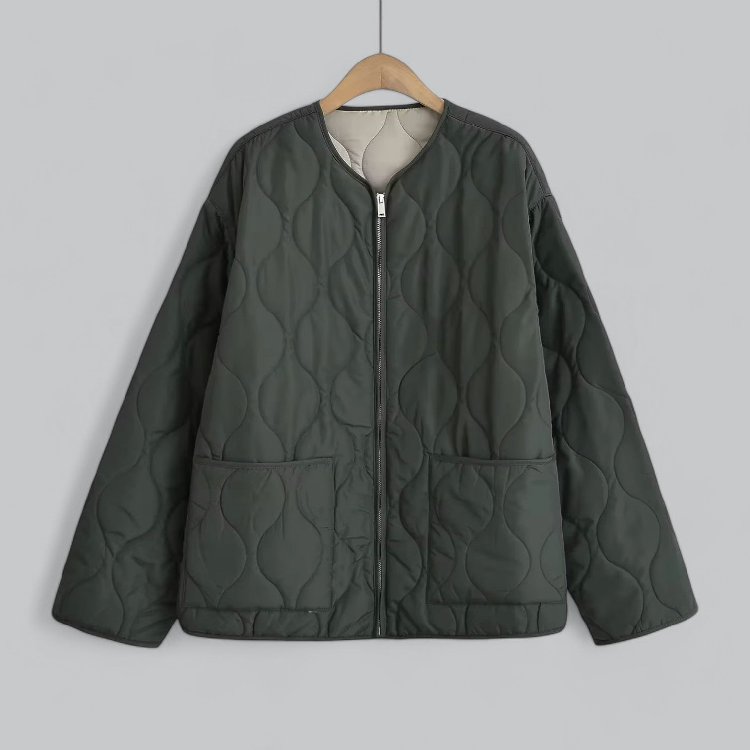 Dam Kappa Med Rund Halsringning Blixtlås Bomull Polyester 8