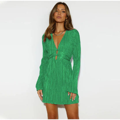 Variant image for Kvinna Miniklänning V-ringning Polyester Knälängd-9